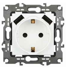 Розетка со шторами и 2 USB Эра 12-4109-01М Б0065728