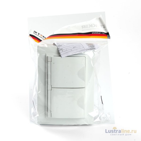 Розетка 2-местная с/з с крышкой Stekker Эрна PST16-9015-01 49139