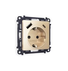 Комплект механизма розетки 2USB A+C 20W (быстрая зарядка) с/з Ambrella Volt Alfa MA610010