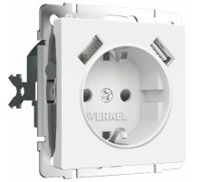 Розетка с заземлением, шторками и USBх2 Werkel 4690389191992 W1171561 a062406