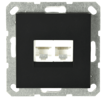 Интернет розетка Jasmart двойная разъем RJ45х2 с накладкой черный матовый (soft touch) G6106PB
