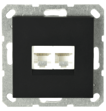 Интернет розетка Jasmart двойная разъем RJ45х2 с накладкой черный матовый (soft touch) G6106PB