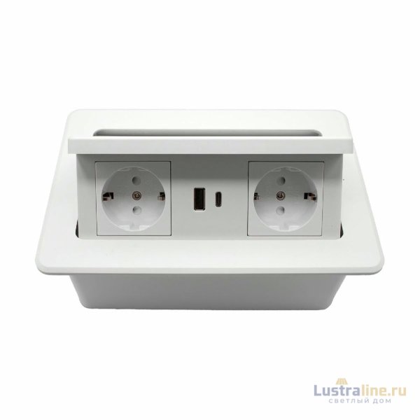 Блок розеток LK-DMS-742 (2 секции полуавтоматический 2 USB беспроводная зарядка) Mebax 00-00002869