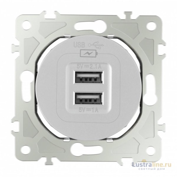Розетка USB 2.1А+1А Arte Milano 202.46-1.silver