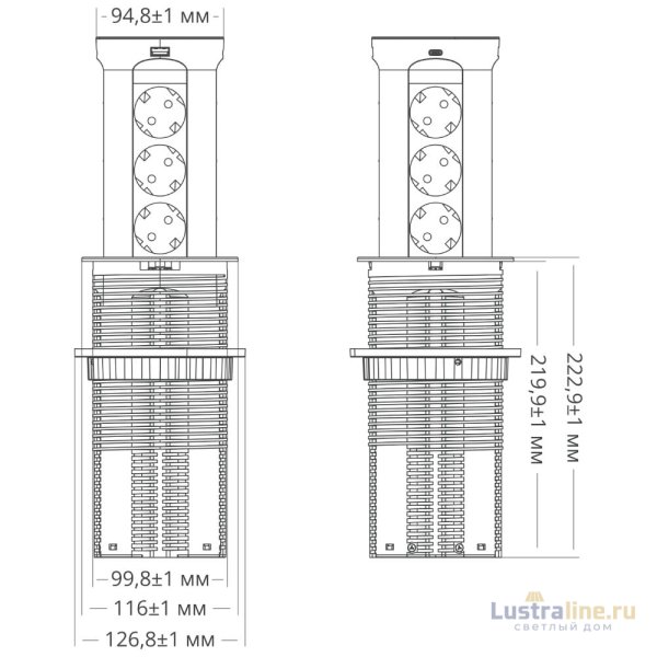 Блок розеток 17 (12 секций и USB type A+C) беспроводная зарядка Mebax 00-00002599