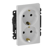 Розетка двойная Legrand Valena Life 16A 250V с/з со шторками безвинтовой зажим белая 753426