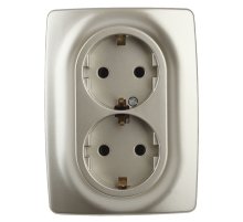 Розетка ЭРА 12 2x2P E Schuko со шторками 16A 250V 12-2108-04 Б0036445