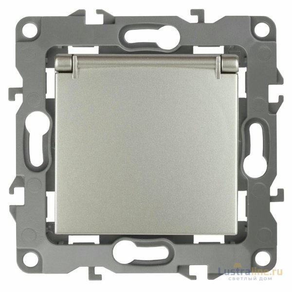 Розетка 2P+E Schuko со шторками с крышкой Эра 12-2103-15 Б0019330