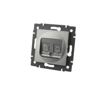 Механизм компьютерной розетки двойной Arlight SCT-MPC2-PL-GR-V (RJ-45, CAT6) 049851