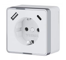 Розетка с заземлением, шторками и USB тип A+C Werkel Gallant W5071706 4690389179624 a057701