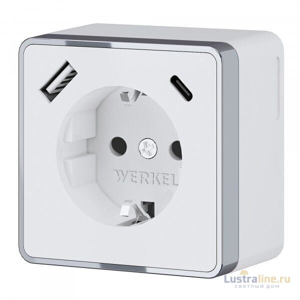 Розетка с заземлением, шторками и USB тип A+C Werkel Gallant W5071706 4690389179624 a057701