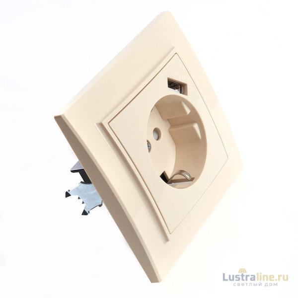 Розетка 1-местная Stekker PST16-9011-02 с защитной шторкой и с USB 39237