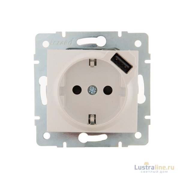 Розетка с/з + USB Lezard Karina 707-3088-181
