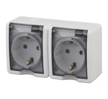 Розетка ЭРА Эксперт 2х2P+E IP54 со шторками 16A 250V 11-2404-01 Б0020718