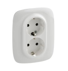 Розетка двойная Legrand Valena Allure 16A 250V с/з со шторками безвинтовой зажим белая 753726