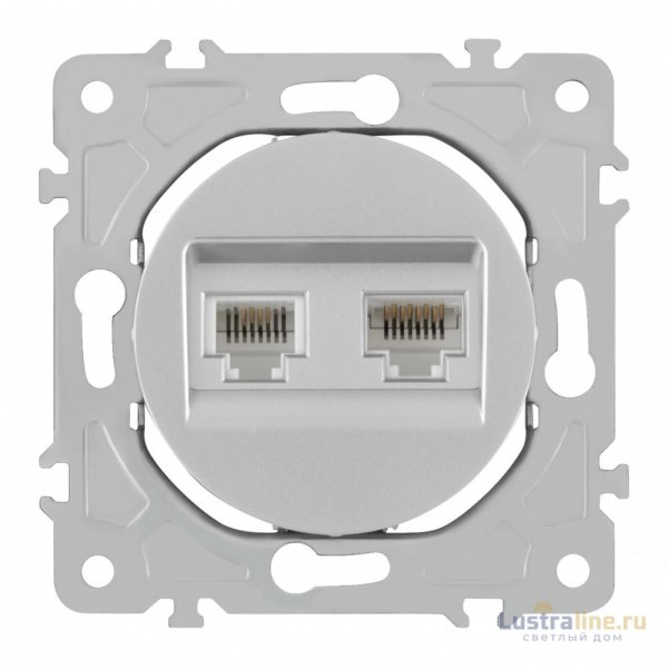 Розетка телефонная RJ11 + компьютерная RJ45 Arte Milano 202.44-1.silver