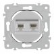 Розетка телефонная RJ11 + компьютерная RJ45 Arte Milano 202.44-1.silver