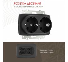Розетка двойная с заземлением Arte Milano 205.40-2.black