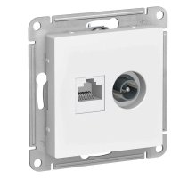 Розетка компьютерная RJ45/TV Schneider Electric AtlasDesign 5e кат UTP белая ATN000189