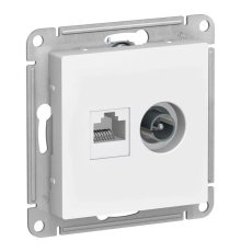 Розетка компьютерная RJ45/TV Schneider Electric AtlasDesign 5e кат UTP белая ATN000189