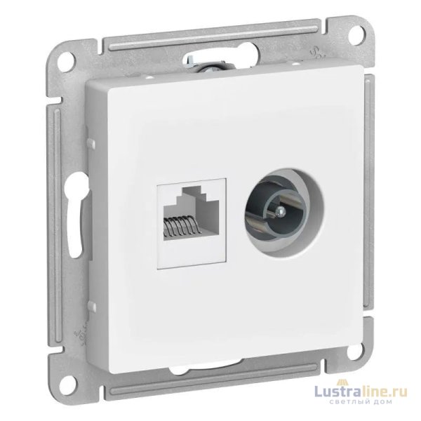 Розетка компьютерная RJ45/TV Schneider Electric AtlasDesign 5e кат UTP белая ATN000189