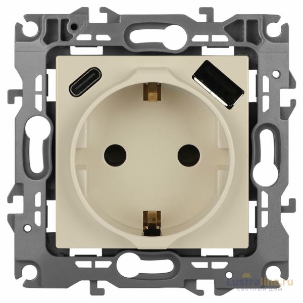 Розетка со шторками с USB type-A+C Эра 12-4108-02 Б0067731