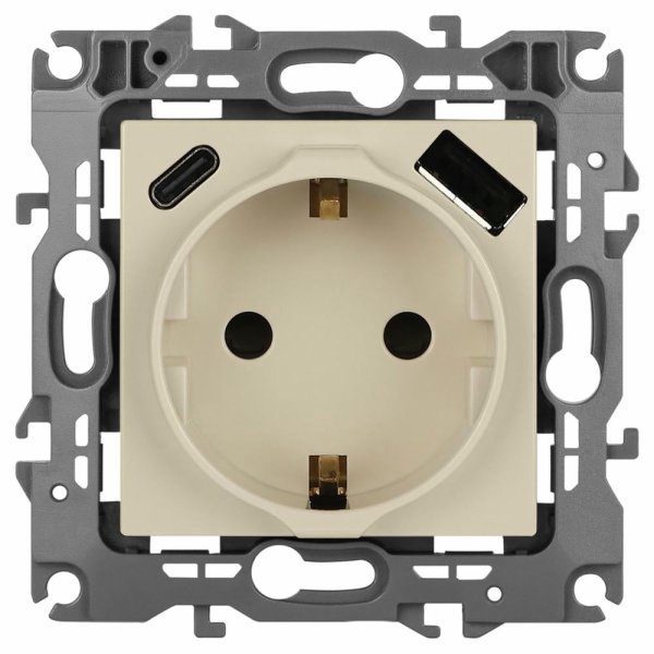 Розетка со шторками с USB type-A+C Эра 12-4108-02 Б0067731
