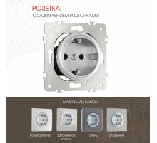 Розетка с заземлением и шторками Arte Milano 202.40-1.silver