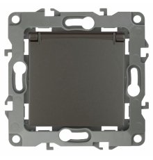 Розетка 2P+E Schuko со шторками с крышкой Эра 12-2103-13 Б0019328