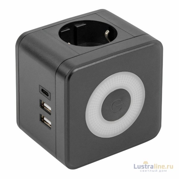 Разветвитель сетевой с выключателем Uniel S-GES2-16SBUC BLACK UL-00011246
