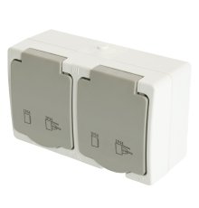 Розетка двухместная с крышкой Stekker PST16-22-54 Велена 49730