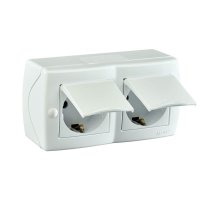 Розетка на 2 поста с заземлением и крышкой Mono Electric Octans IP20 16А 250В белый 104-010101-184