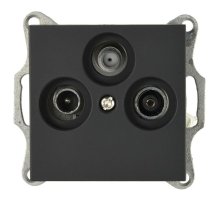 Розетка Jasmart TV-FM-SAT проходная W с накладкой черный матовый (soft touch) G6207PB