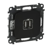 Розетка USB двойная Legrand Valena Allure 240V/5V 1500mA антрацит 754998