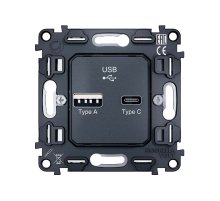 Механизм розетки 2USB A+C 20W (быстрая зарядка) Ambrella Volt Quant VM177