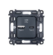 Механизм розетки 2USB A+C 20W (быстрая зарядка) Ambrella Volt Quant VM177