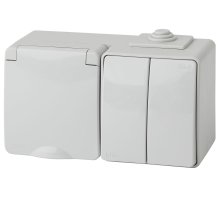 Блок розетка + выключатель двойной Эра 11-7602-03 Б0035994