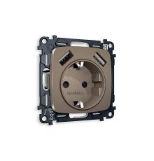 Комплект механизма розетки 2USB A+A 18W (быстрая зарядка) с/з Ambrella Volt Omega MO639010