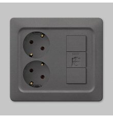 Розетка з/к 220В + компьютерная CAT5 (Rj45) SHIN DONG-A Bega WBW-5749-ANT