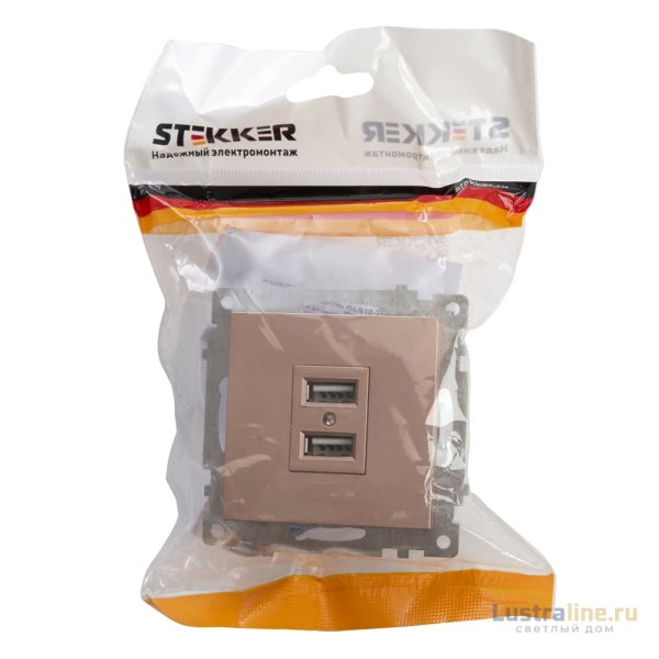 Розетка USB 2-местная Stekker Катрин 39602