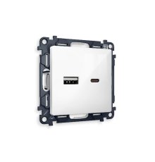 Комплект механизма розетки 2USB A+C 20W (быстрая зарядка) Ambrella Volt Alfa MA111010