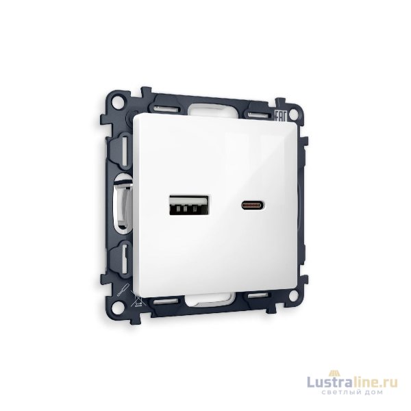 Комплект механизма розетки 2USB A+C 20W (быстрая зарядка) Ambrella Volt Alfa MA111010