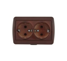 Розетка двойная с/з Lezard Nata 710-0600-127