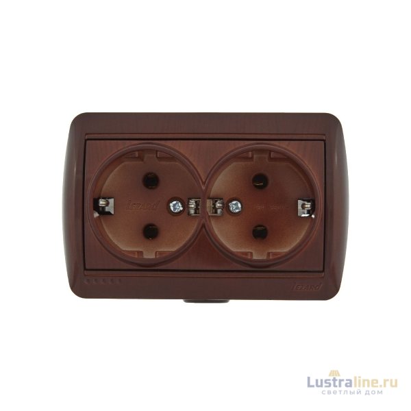 Розетка двойная с/з Lezard Nata 710-0600-127