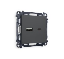 Комплект механизма розетки 2USB A+C 20W (быстрая зарядка) Ambrella Volt Alfa MA911010