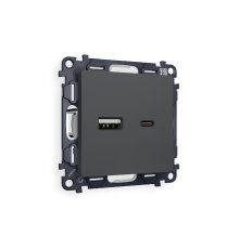 Комплект механизма розетки 2USB A+C 20W (быстрая зарядка) Ambrella Volt Alfa MA911010