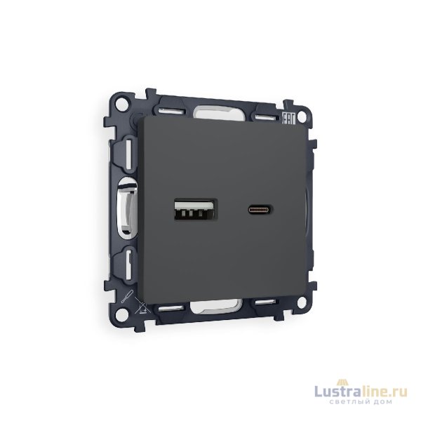 Комплект механизма розетки 2USB A+C 20W (быстрая зарядка) Ambrella Volt Alfa MA911010