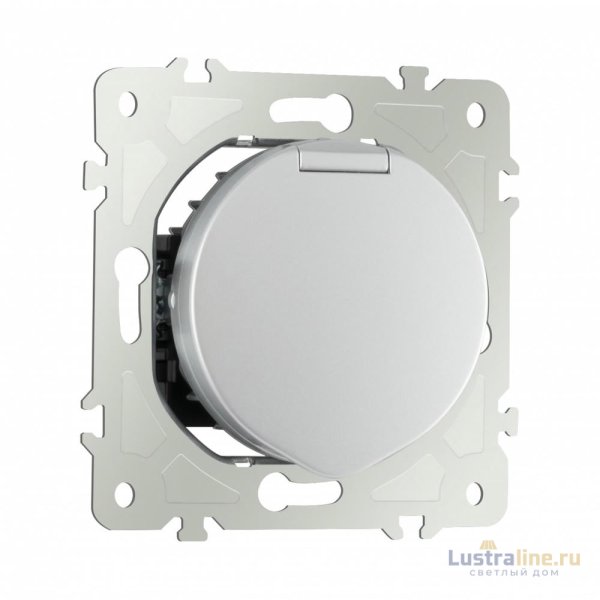 Розетка с заземлением, шторками и защитной крышкой Arte Milano 202.41-1.silver