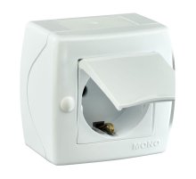 Розетка с заземлением и крышкой Mono Electric Octans IP20 16А 250В белый 104-010107-118