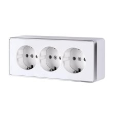 Розетка тройная с заземлением и шторками Werkel Gallant белый W5073101 4690389163913